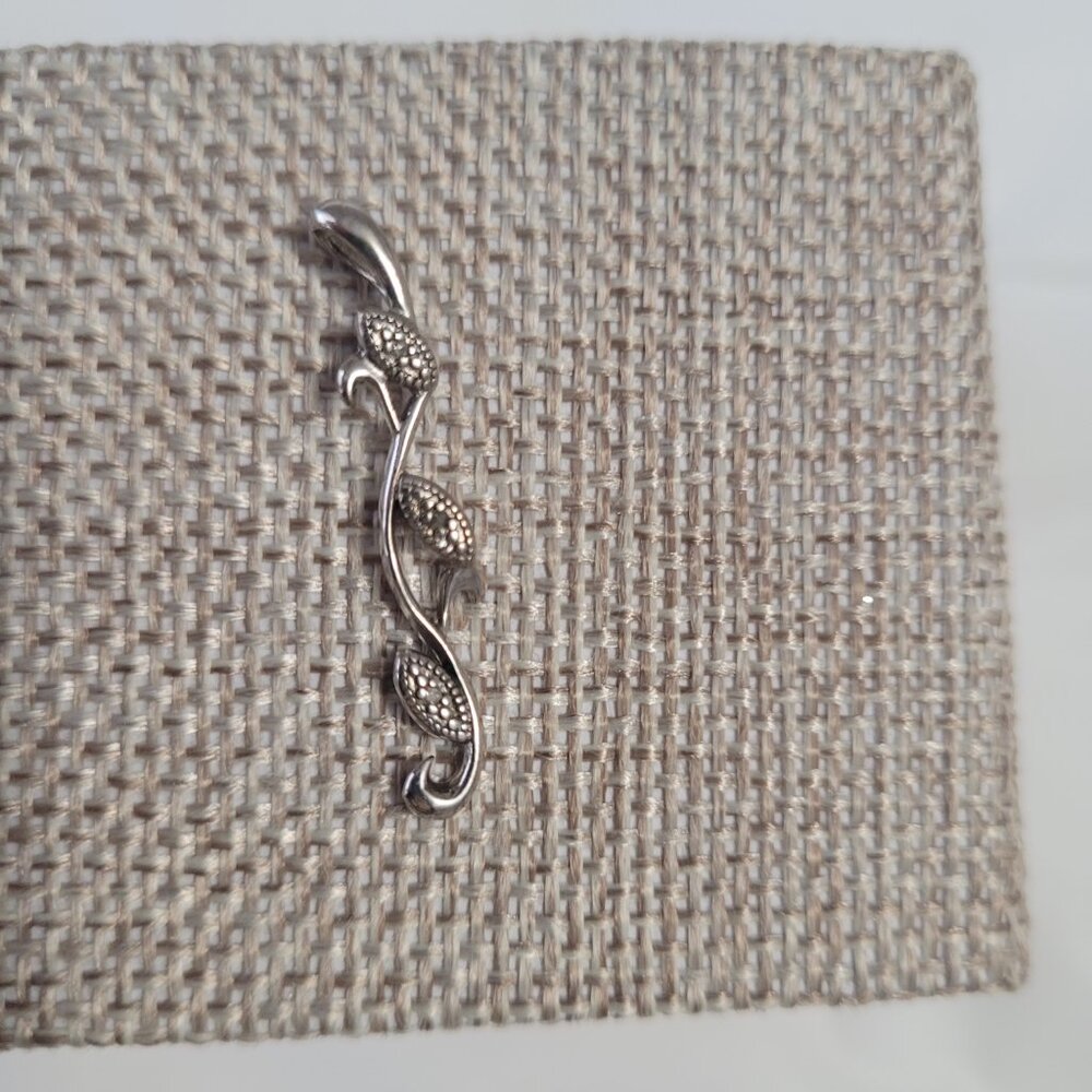 Diamond Sterling Silver Leaf Pendant - Picture 7 of 11